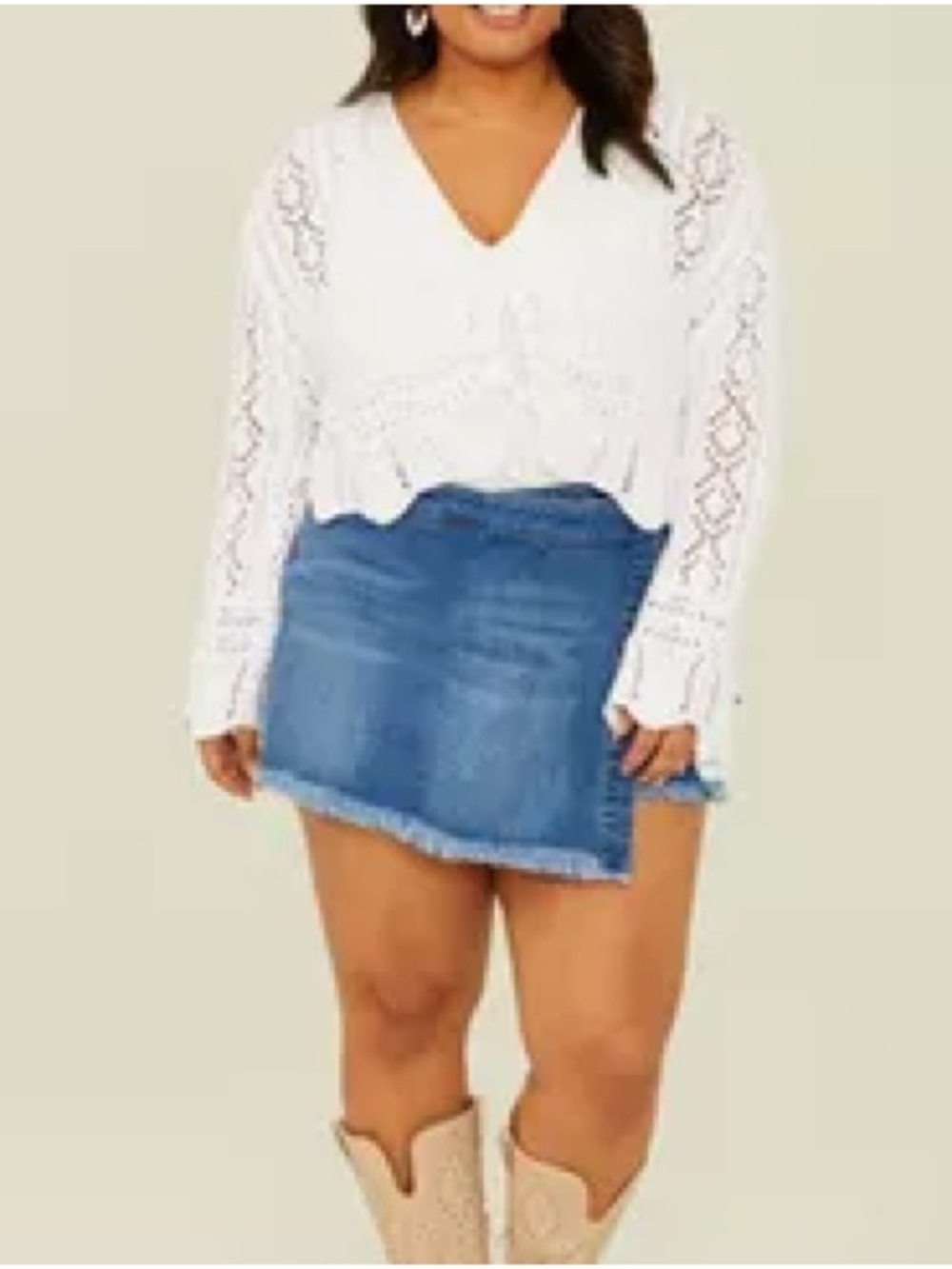 ARULA Denim Wrap Skort Frayed Hem